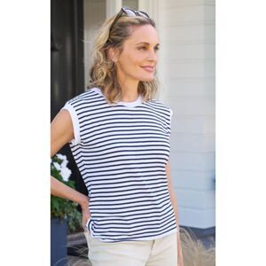 Frank & Eileen Aiden Vintage Muscle Tee Navy & White Stripe Size M